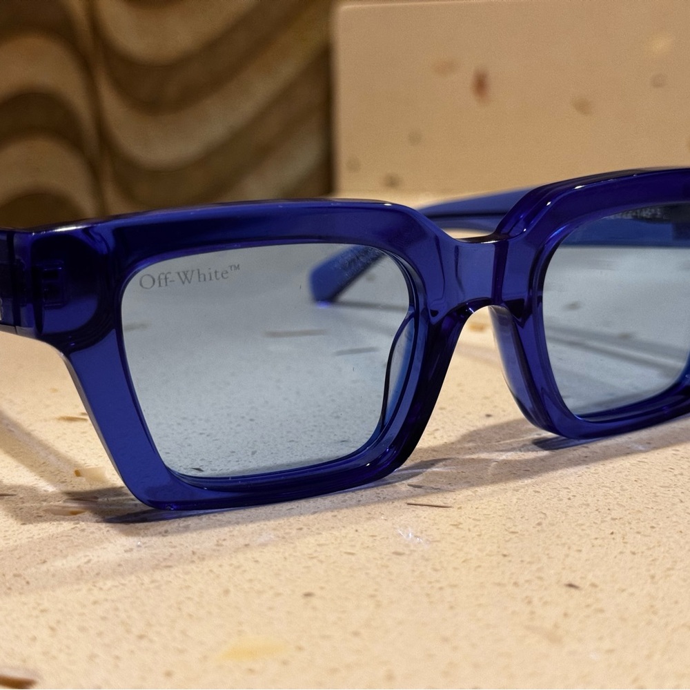 Off-White Deep Blue Rectangular Sunglasses